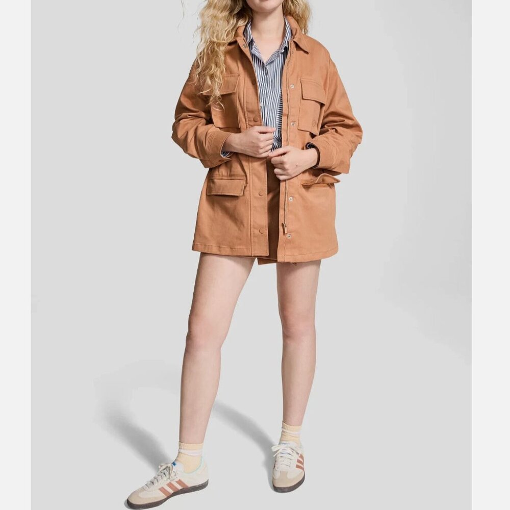 PINK Victoria's Secret Toffee Cargo Utility Jacket Coat Size Large NWT